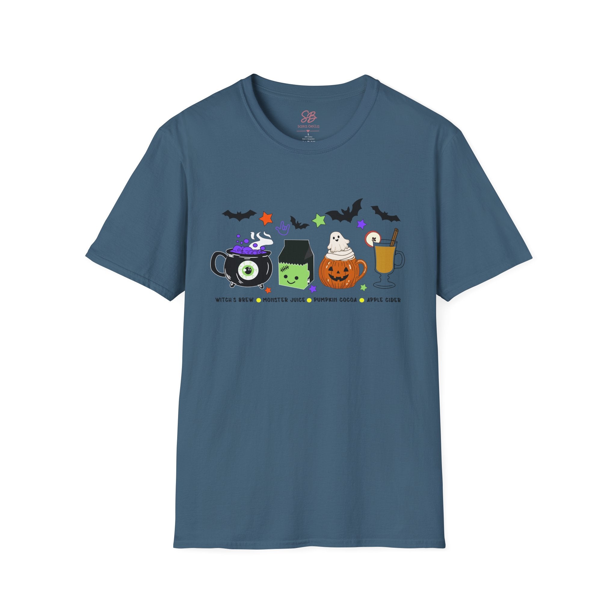 Kids Halloween Drinks Crew of  Witch’s Brew, Monster Juice, Pumpkin Cocoa & Apple Cider - T-Shirt