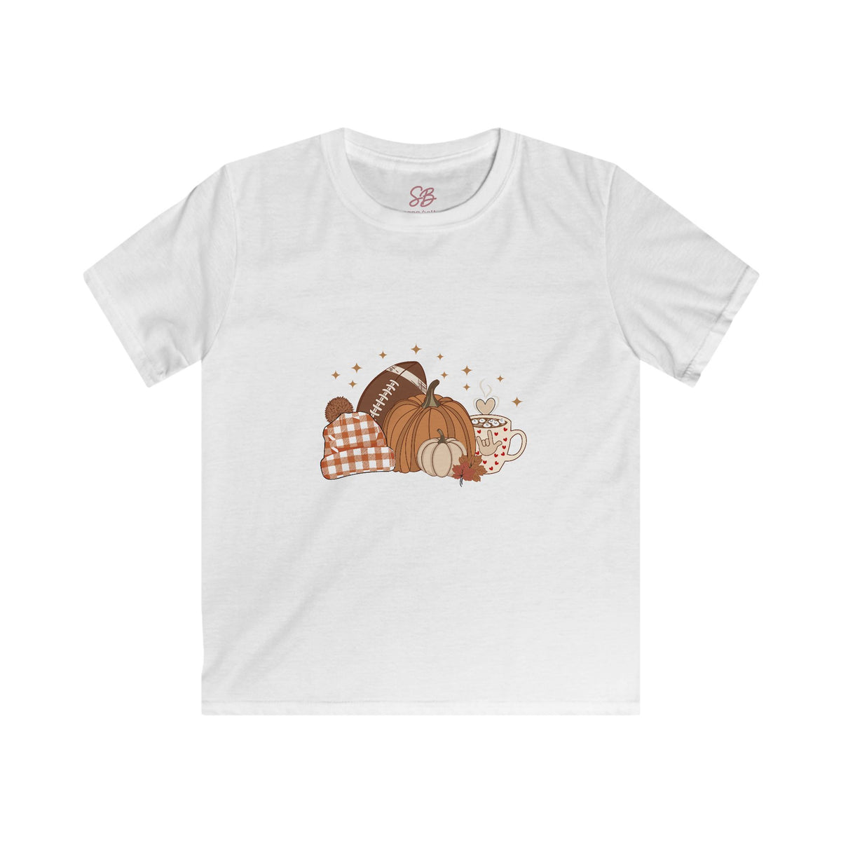 Autumn Football Pumpkin with I Love You American Sign Language, ASL - Kid T-Shirt