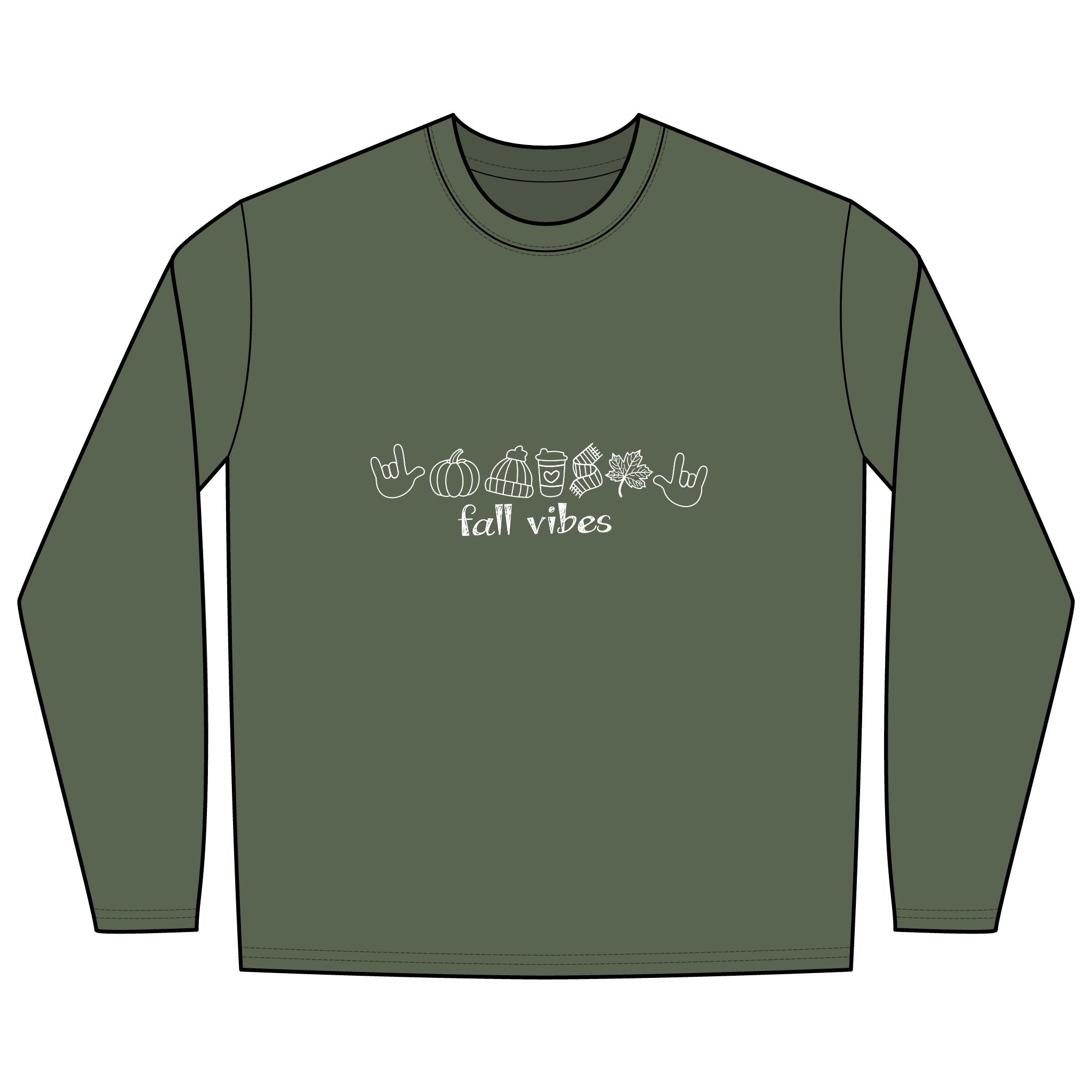Fall Vibes with I Love You American Sign Language, ASL - Long Sleeve Shirt