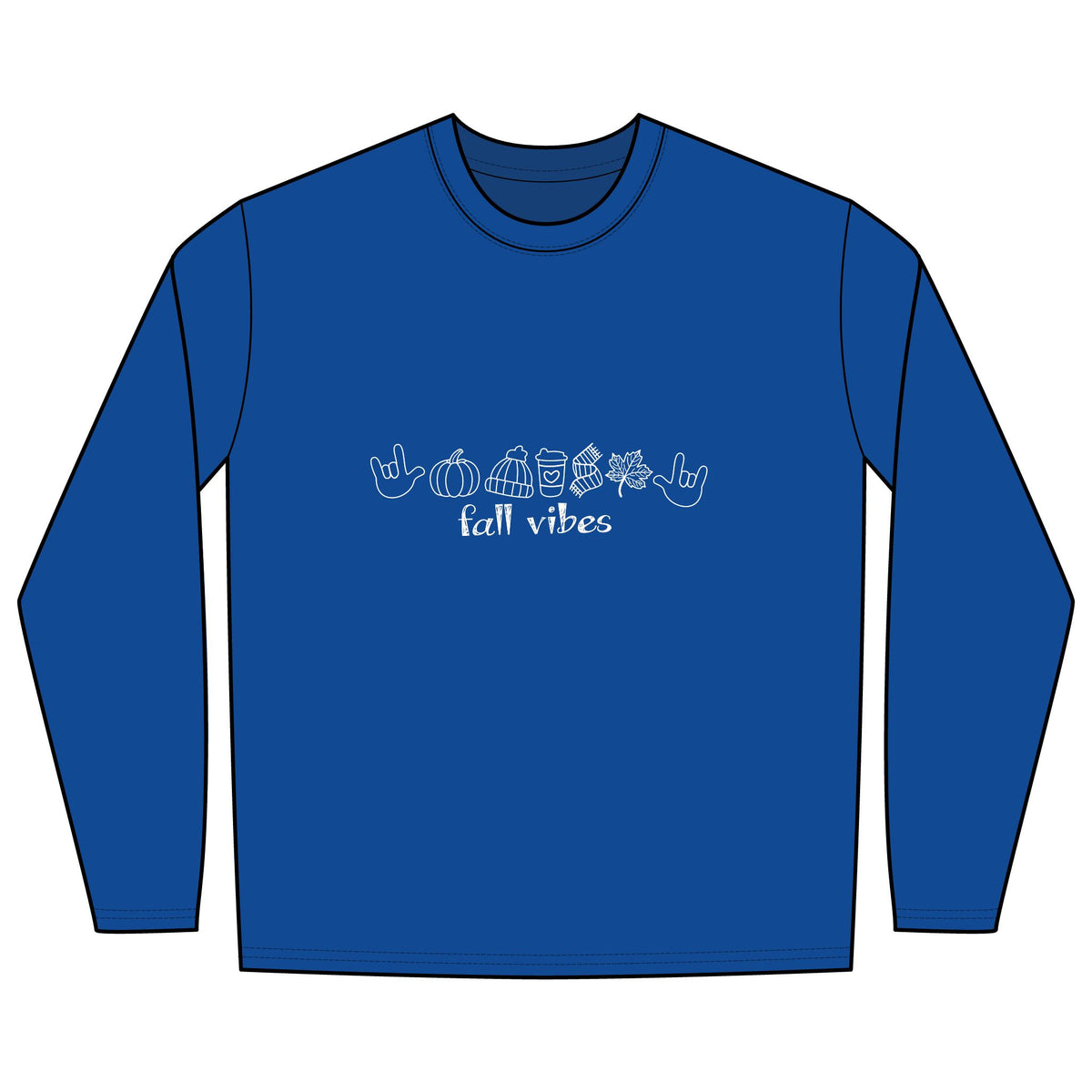 Fall Vibes with I Love You American Sign Language, ASL - Long Sleeve Shirt