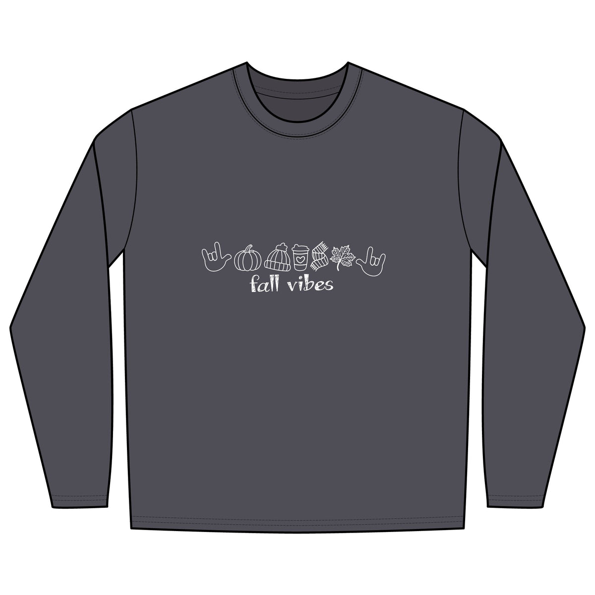Fall Vibes with I Love You American Sign Language, ASL - Long Sleeve Shirt