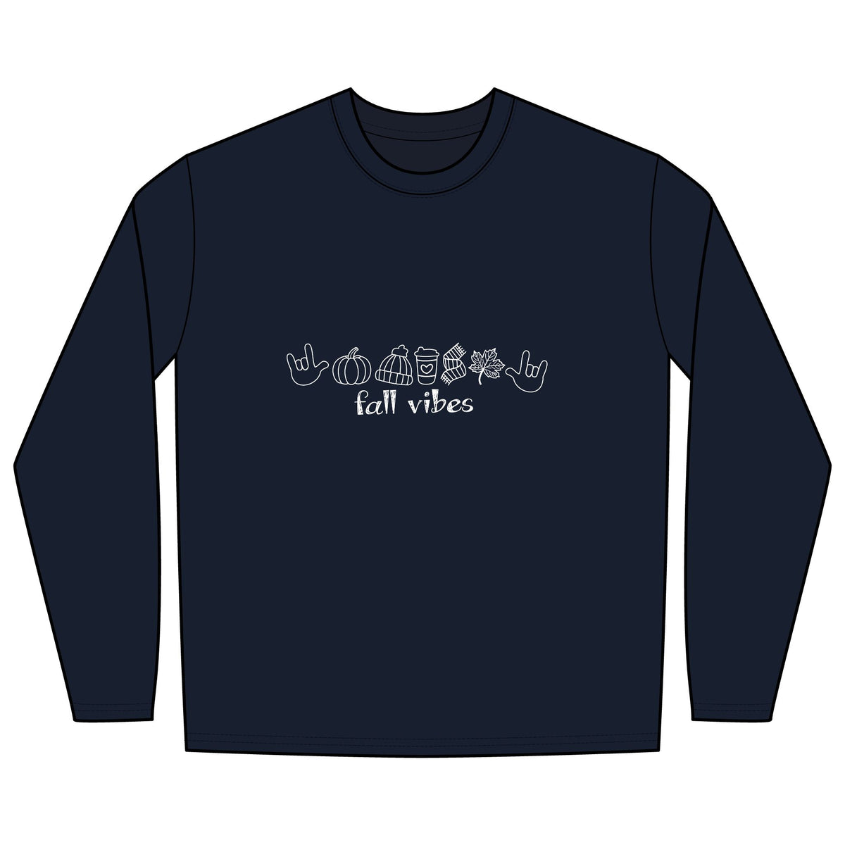 Fall Vibes with I Love You American Sign Language, ASL - Long Sleeve Shirt