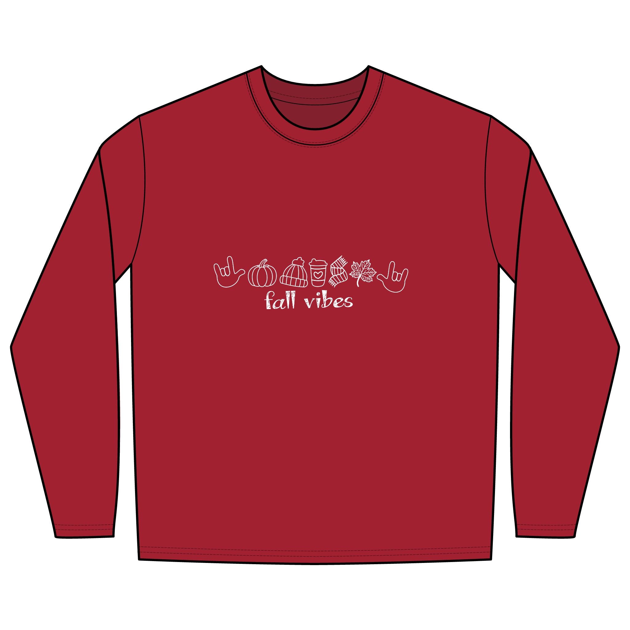 Fall Vibes with I Love You American Sign Language, ASL - Long Sleeve Shirt