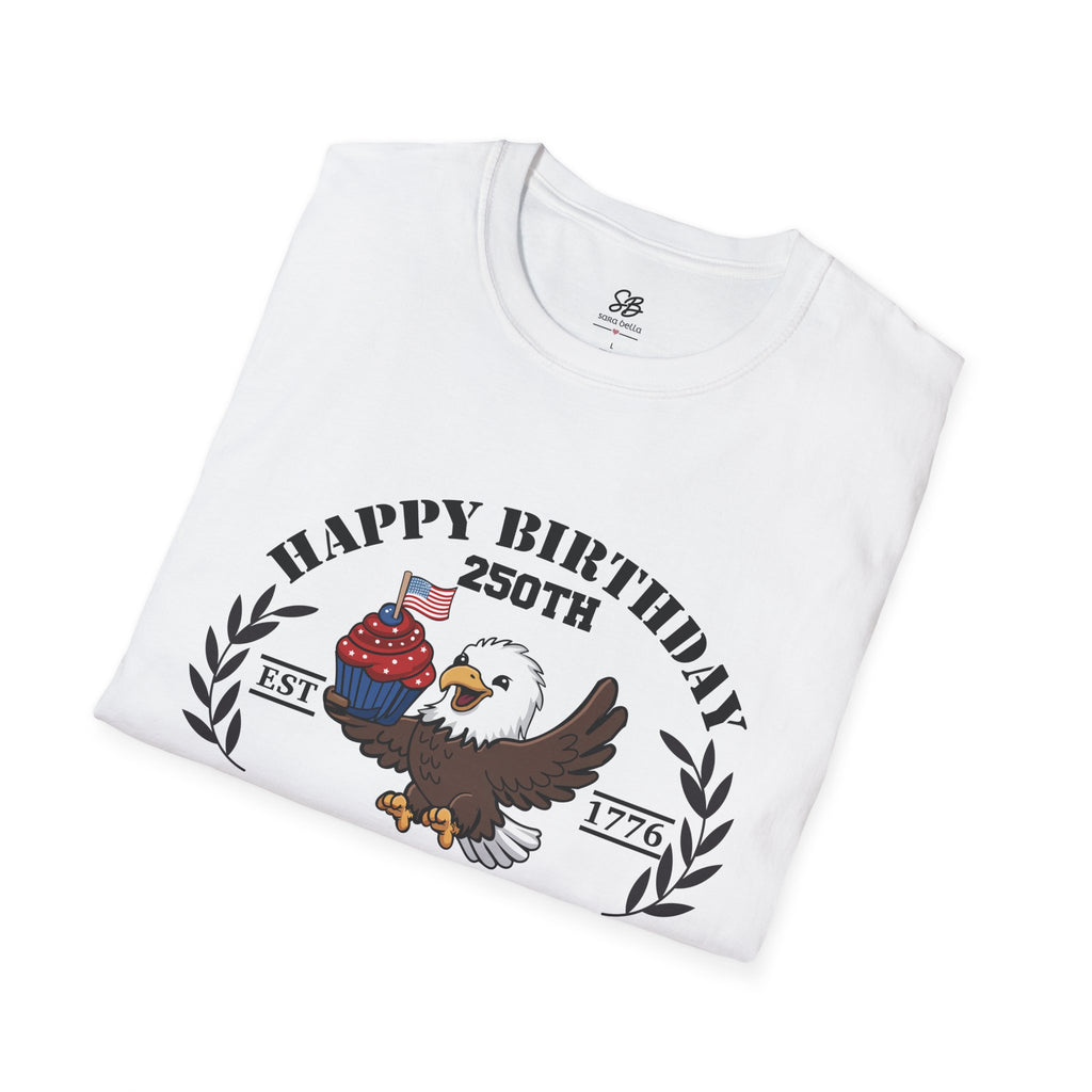 "Happy Birthday 250th America" Baby Eagle with cupcake Patriotic Shirt