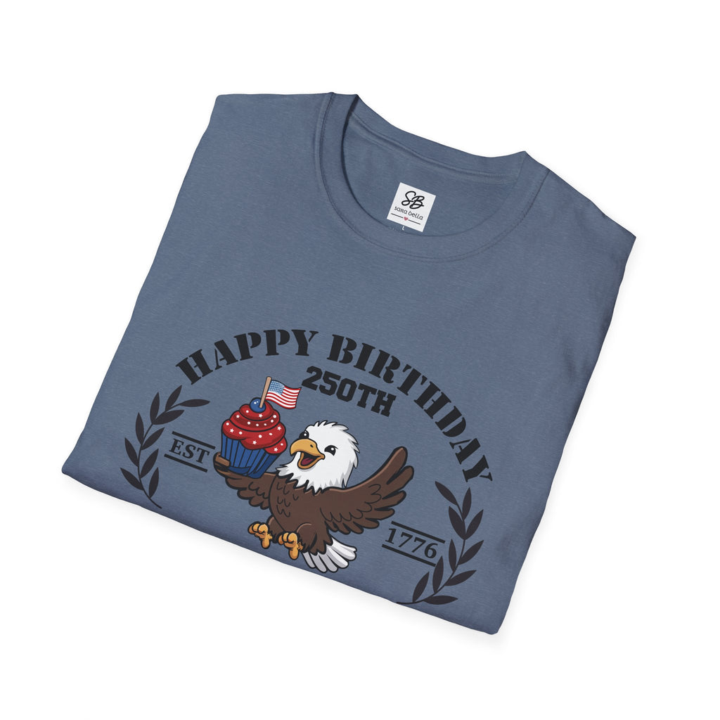 "Happy Birthday 250th America" Baby Eagle with cupcake Patriotic Shirt
