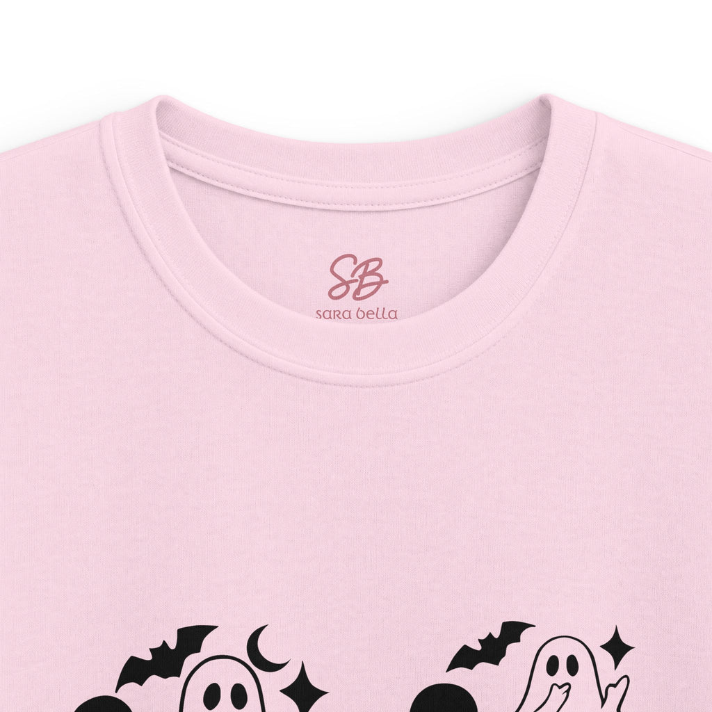 Ghost with "I love you" in ASL  floating of Hearts, Skulls & Bats - Kid T-Shirt