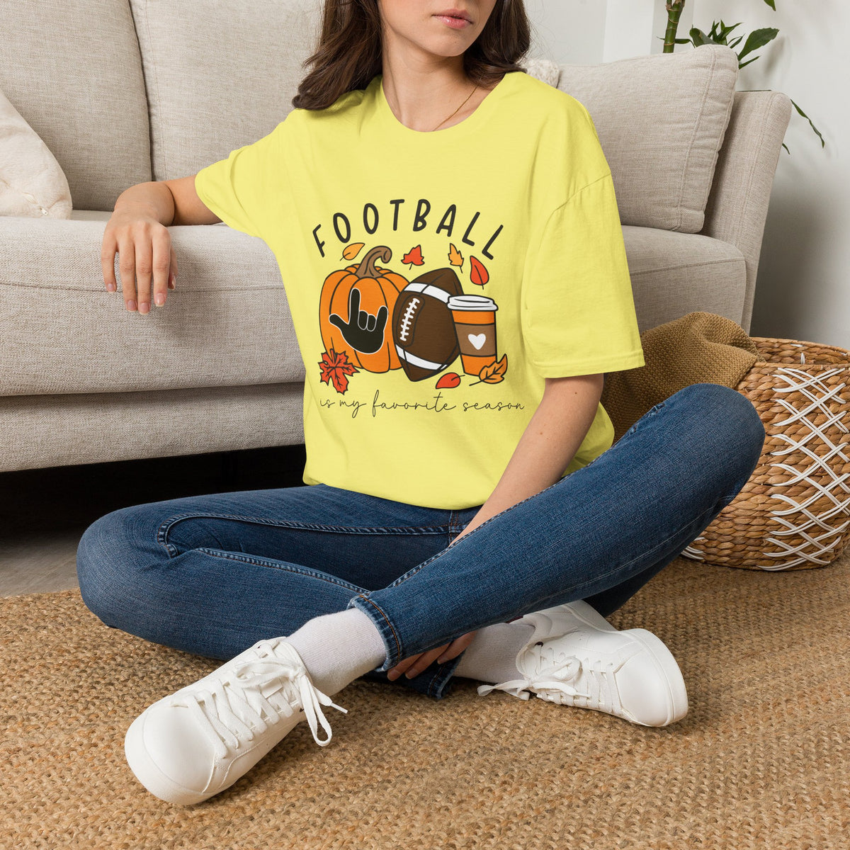 Football Is My Favorite Season  with I love you American Sign Language, ASL- T-Shirt