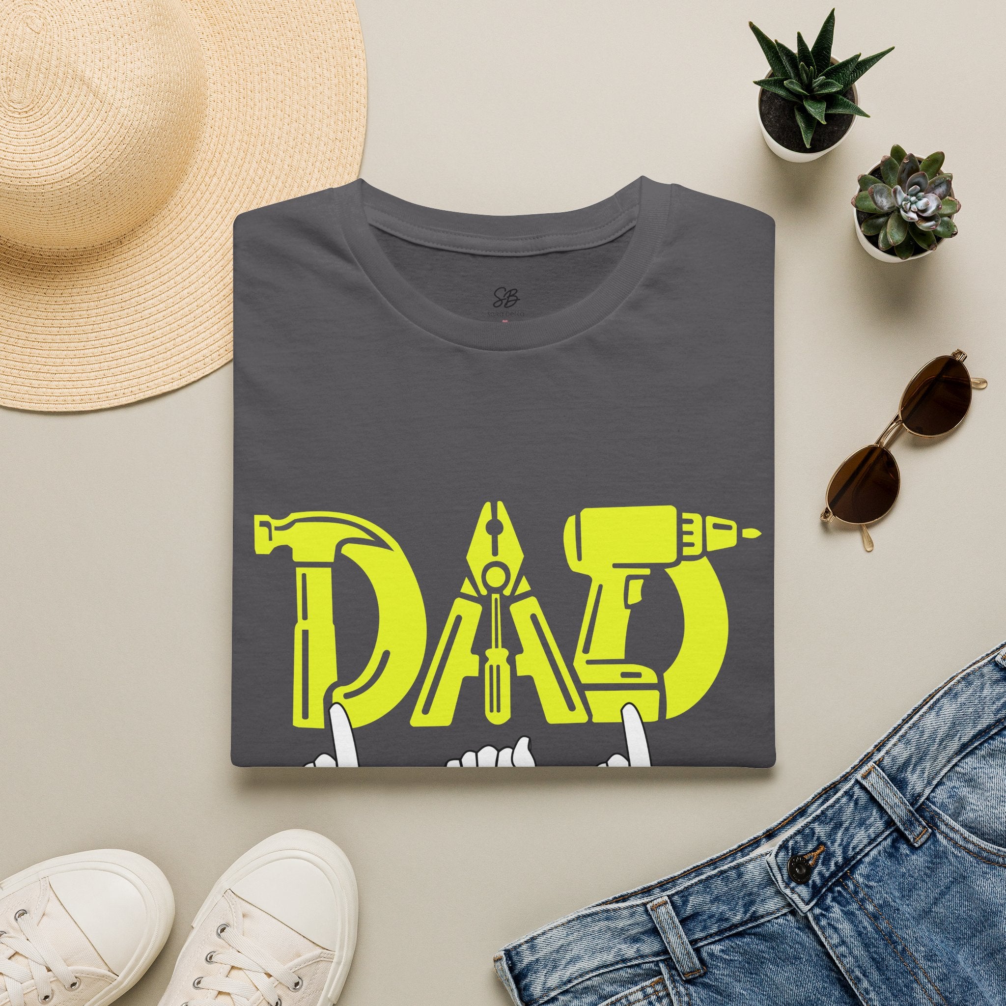 Dad Tools Graphic T-Shirt — 'DAD' Tool Lettering with American Sign Language