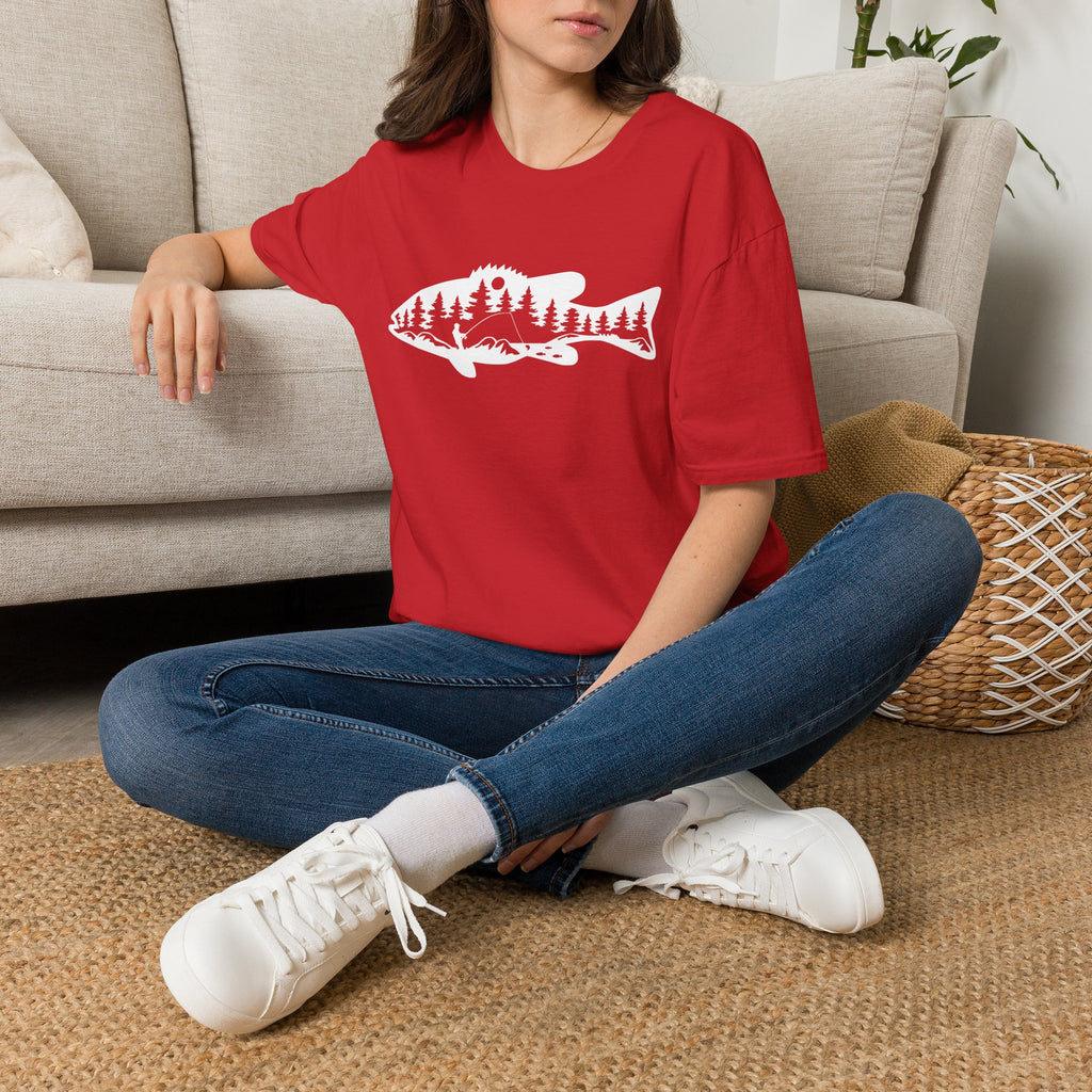 Bass Fisherman Landscape Fishing - T-Shirt