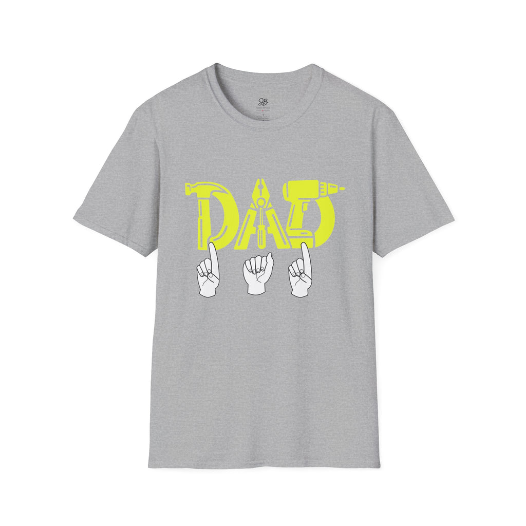 Dad Tools Graphic T-Shirt — 'DAD' Tool Lettering with American Sign Language