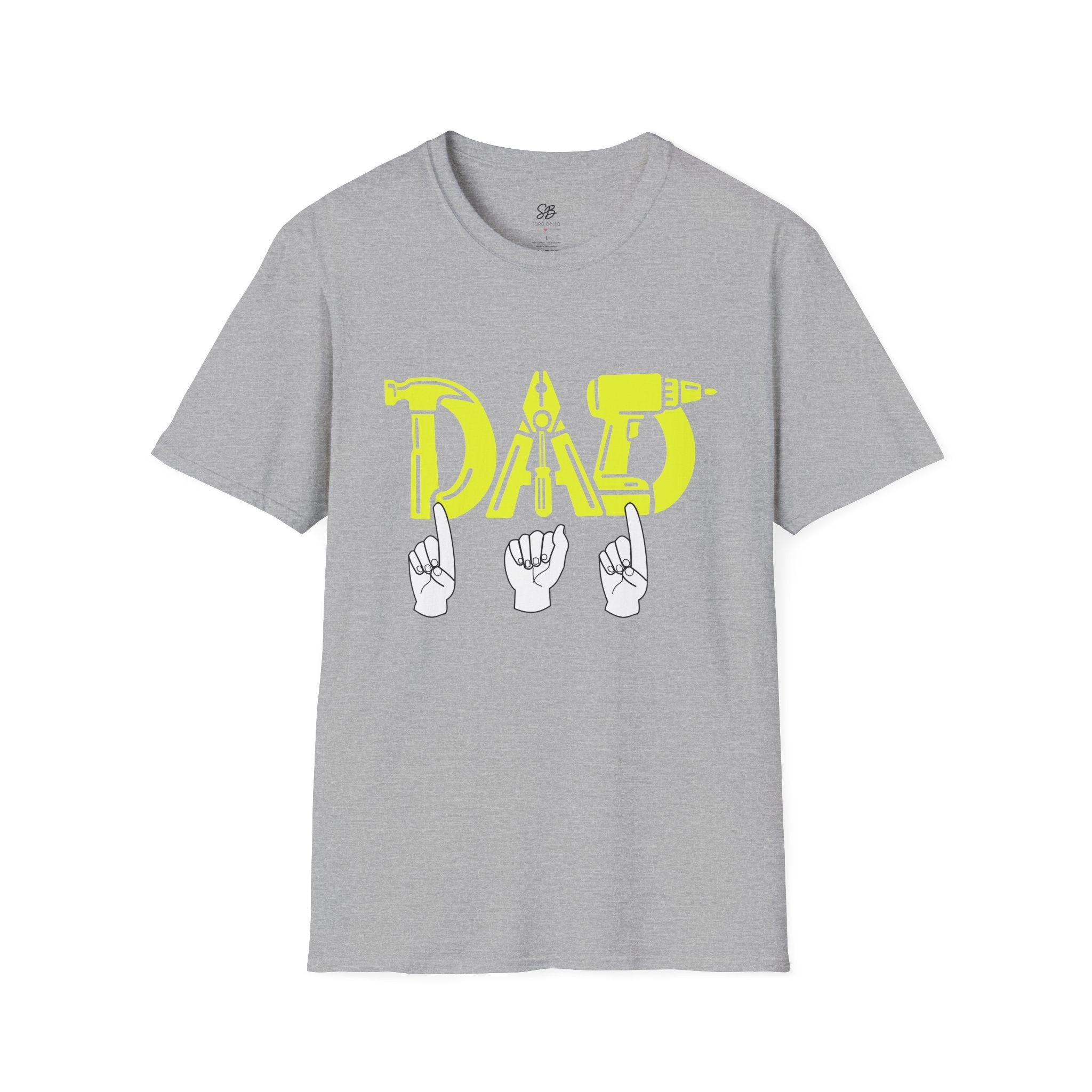 Dad Tools Graphic T-Shirt — 'DAD' Tool Lettering with American Sign Language