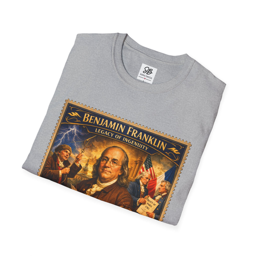 Benjamin Franklin "Founding Father Tribute' Vintage Stamp T Shirt