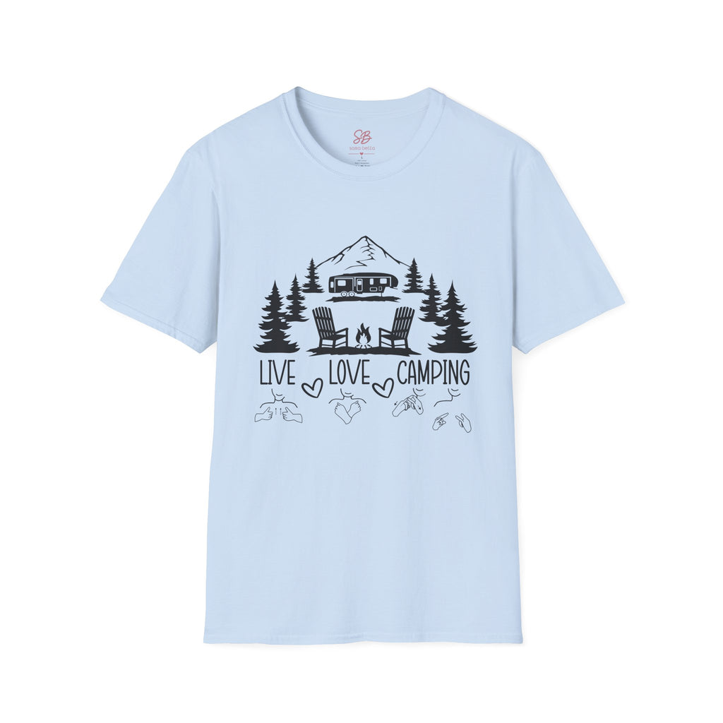 Live Love Camping in ASL (black ink) - T-Shirt
