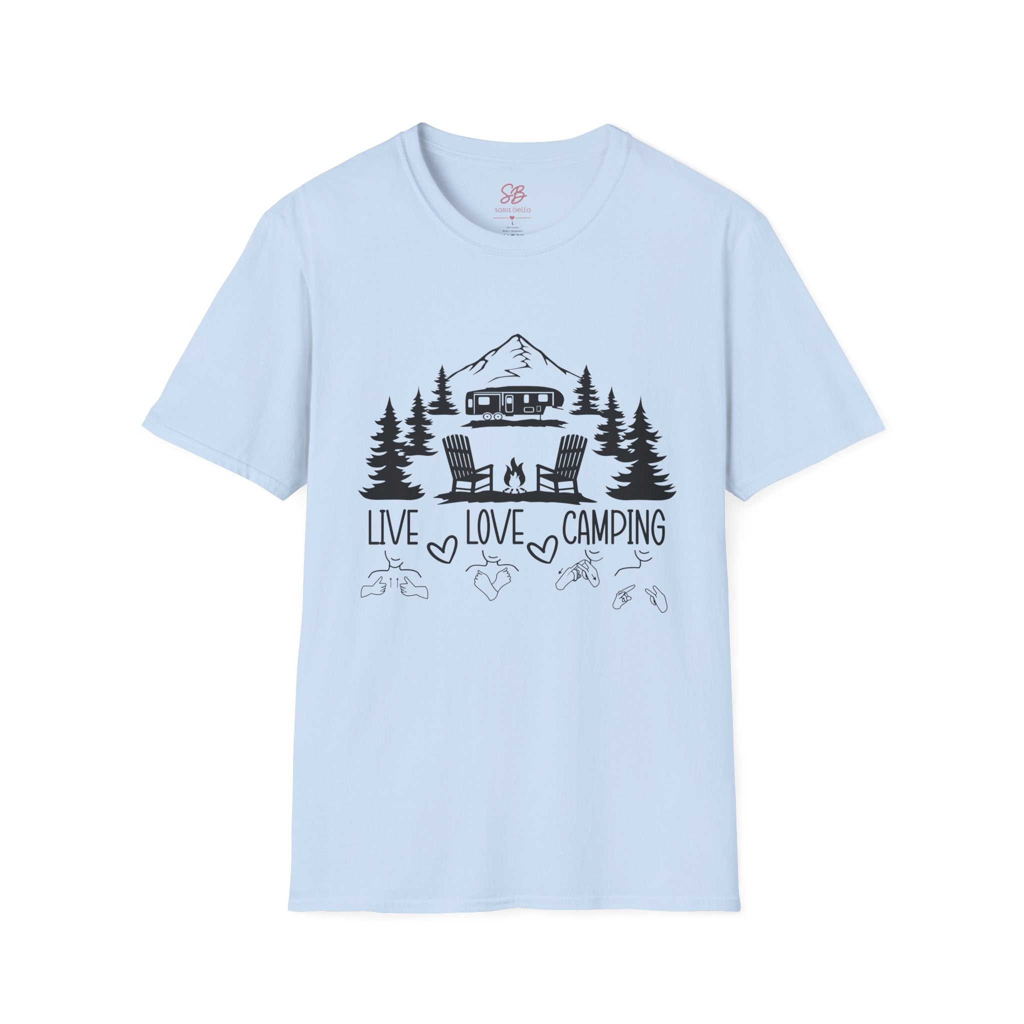 Live Love Camping in ASL (black ink) - T-Shirt