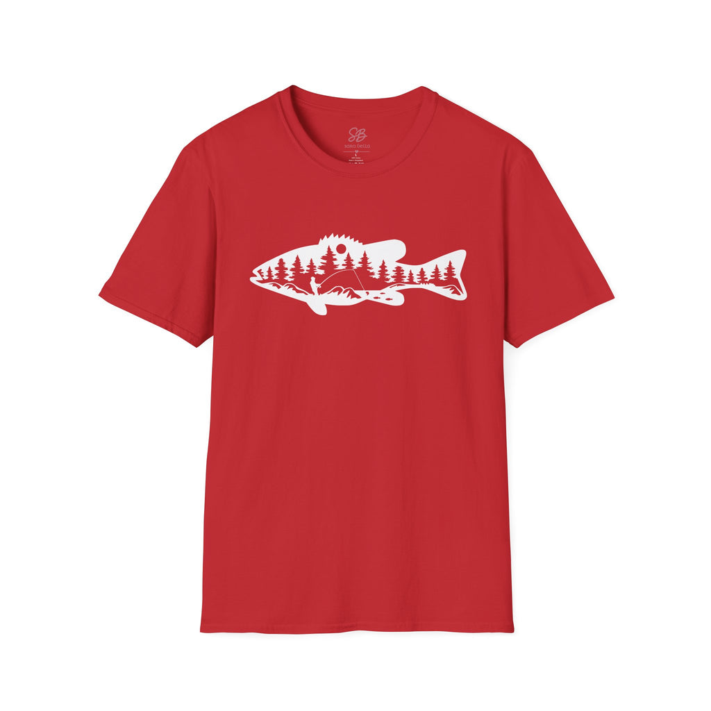 Bass Fisherman Landscape Fishing - T-Shirt
