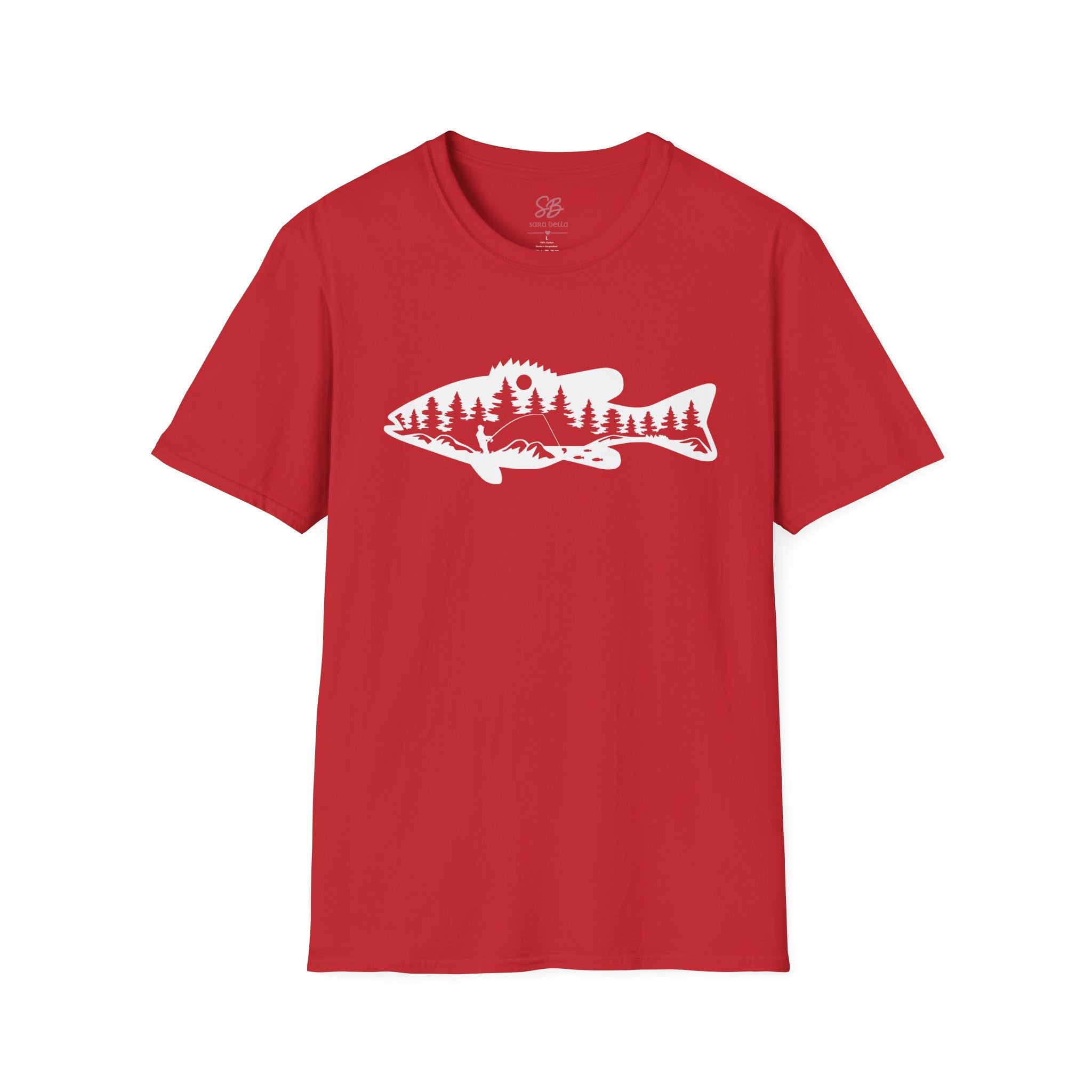 Bass Fisherman Landscape Fishing - T-Shirt