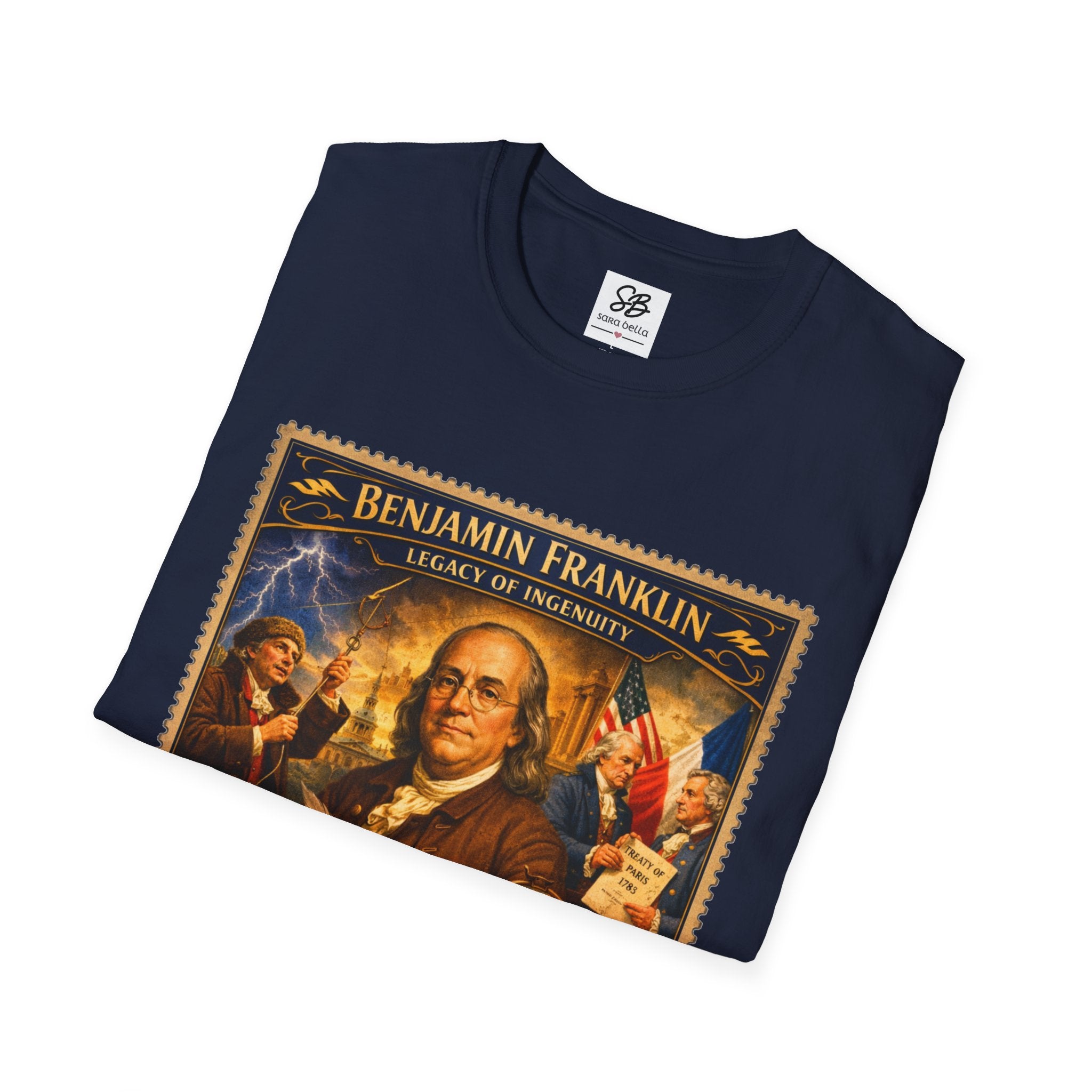 Benjamin Franklin "Founding Father Tribute' Vintage Stamp T Shirt