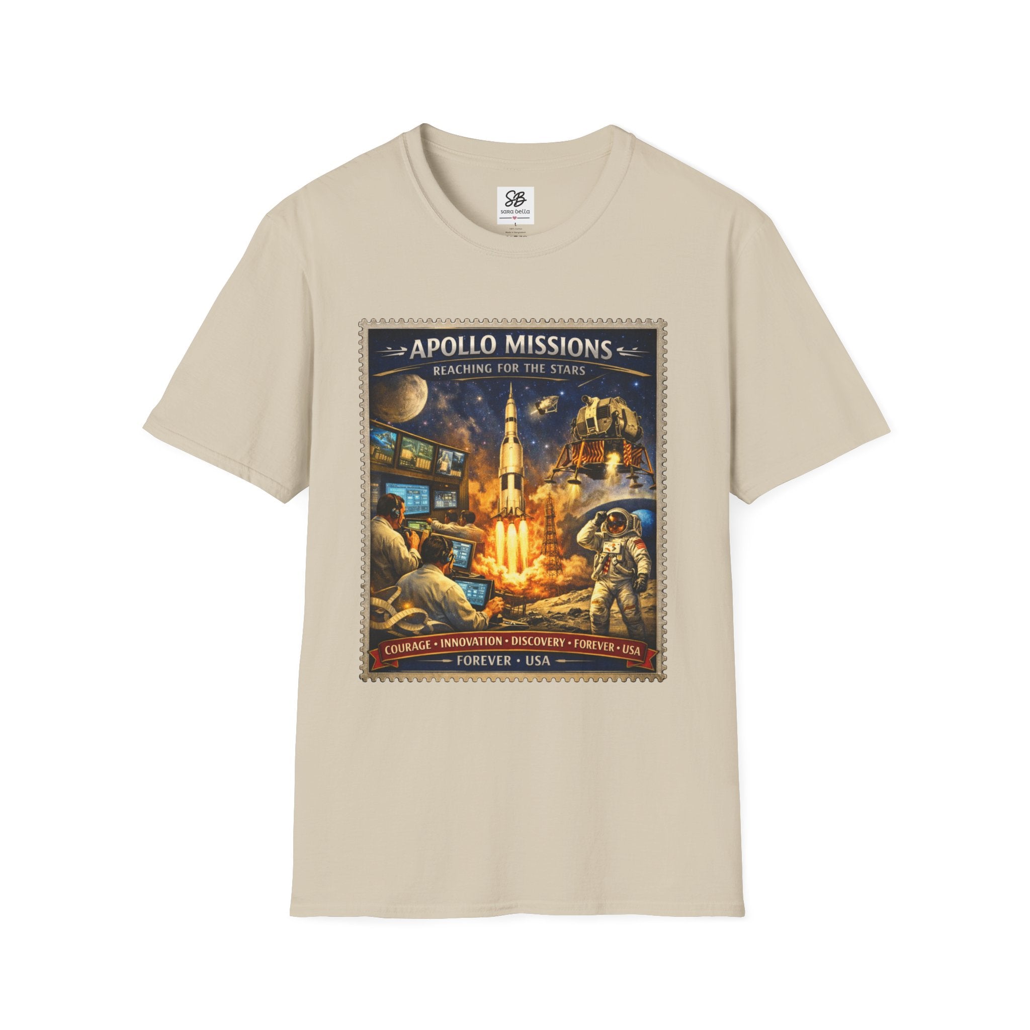 Apollo Missions  'Space Exploration' Vintage Stamp T-Shirt