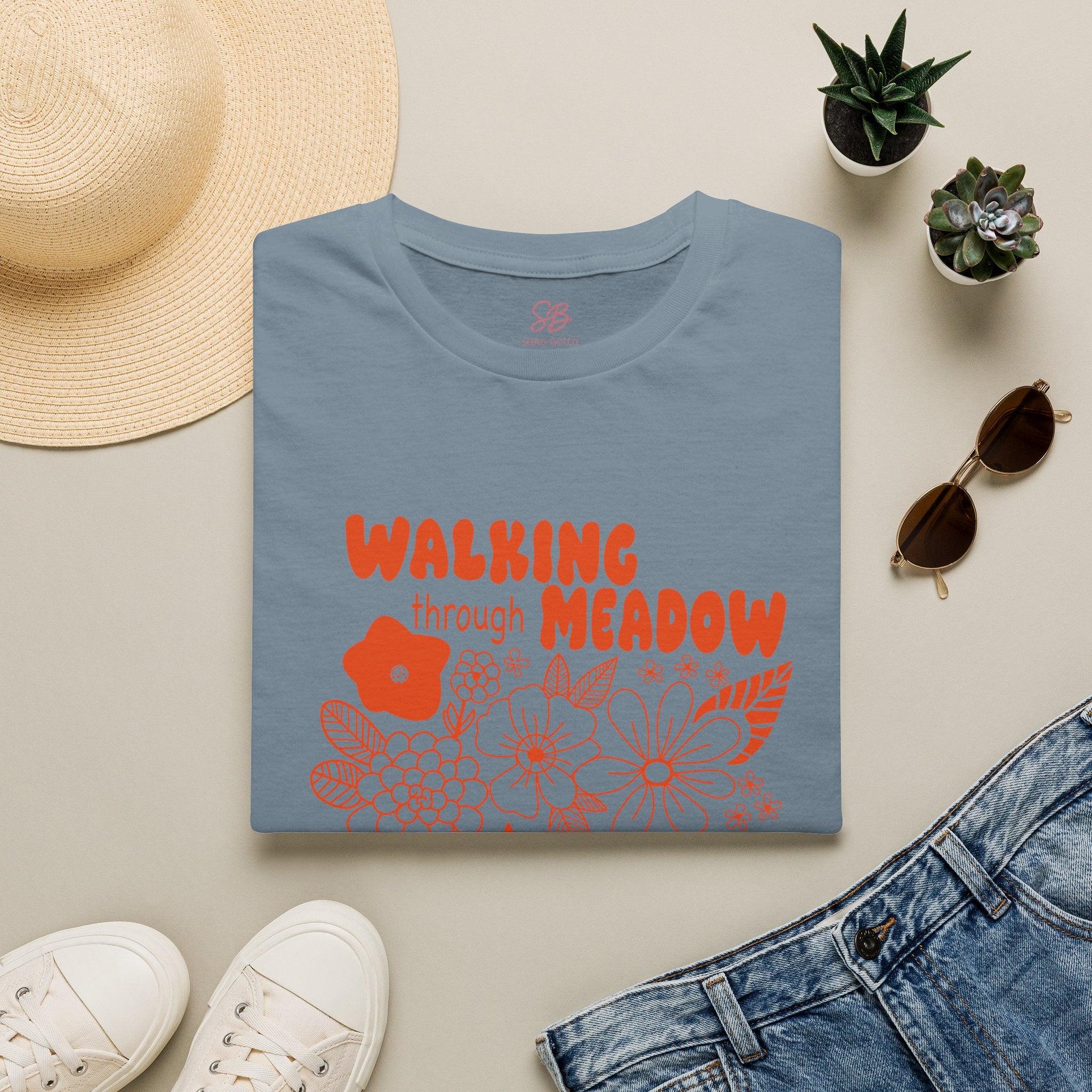 Walking Through Meadow Sunflowers - T-Shirt