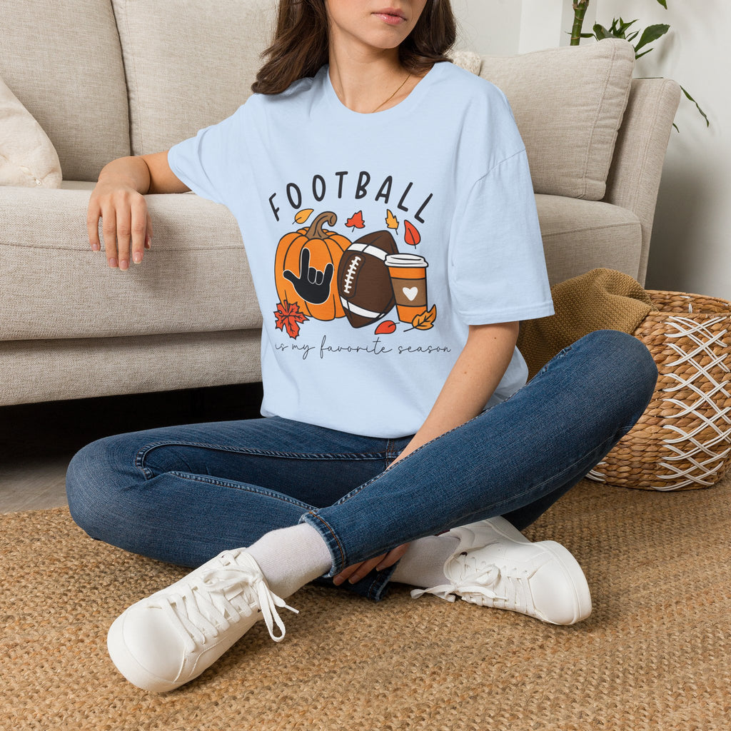 Football Is My Favorite Season  with I love you American Sign Language, ASL- T-Shirt