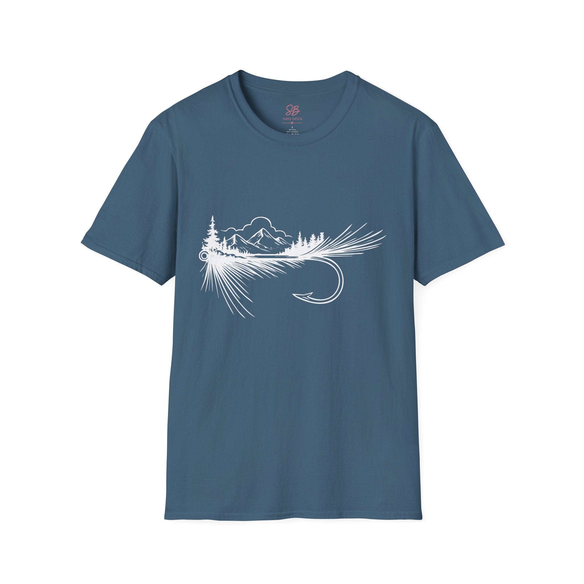 Fly Fishing Hook with Mountain View  T-Shirt