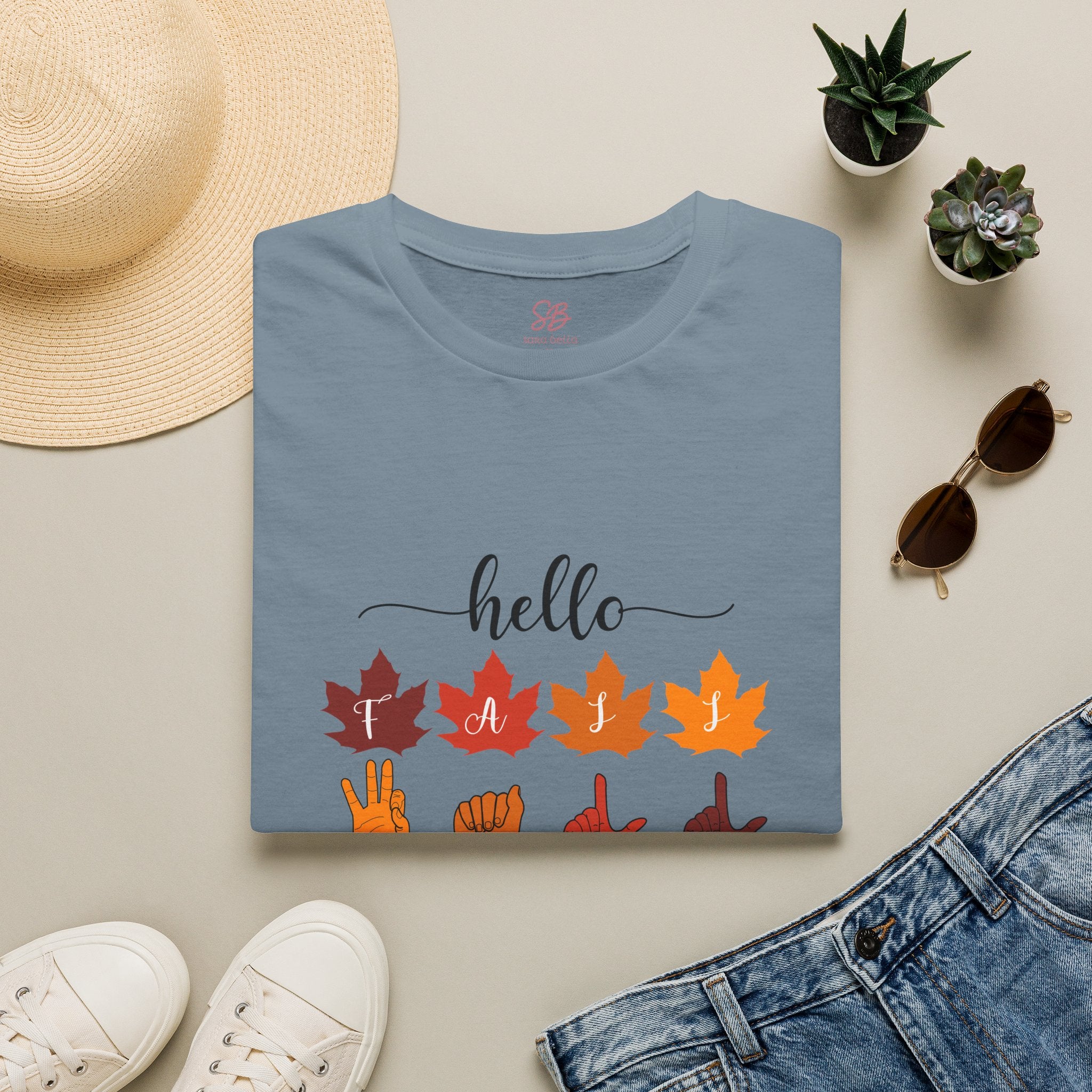 Hello Fall Fingerspelling American Sign Language, ASL -  T-Shirt