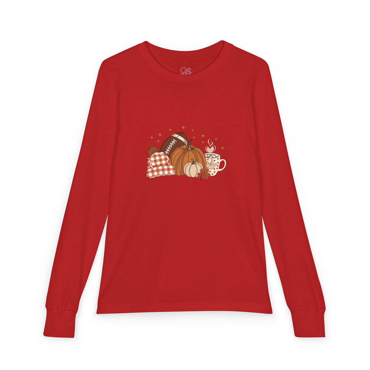 Autumn Football Pumpkin with I Love You American Sign Language, ASL - Kid Long Sleeve Shirt