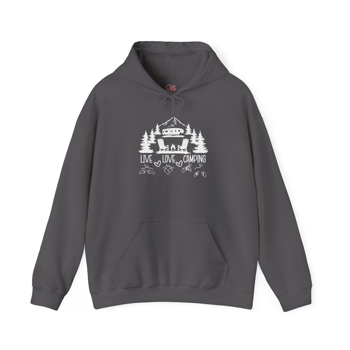 Live, Love, Camping in ASL (white ink) -  Hoodie