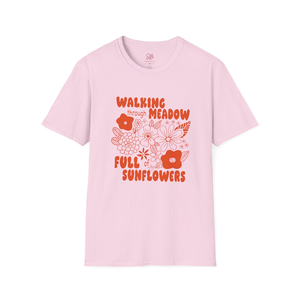 Walking Through Meadow Sunflowers - T-Shirt