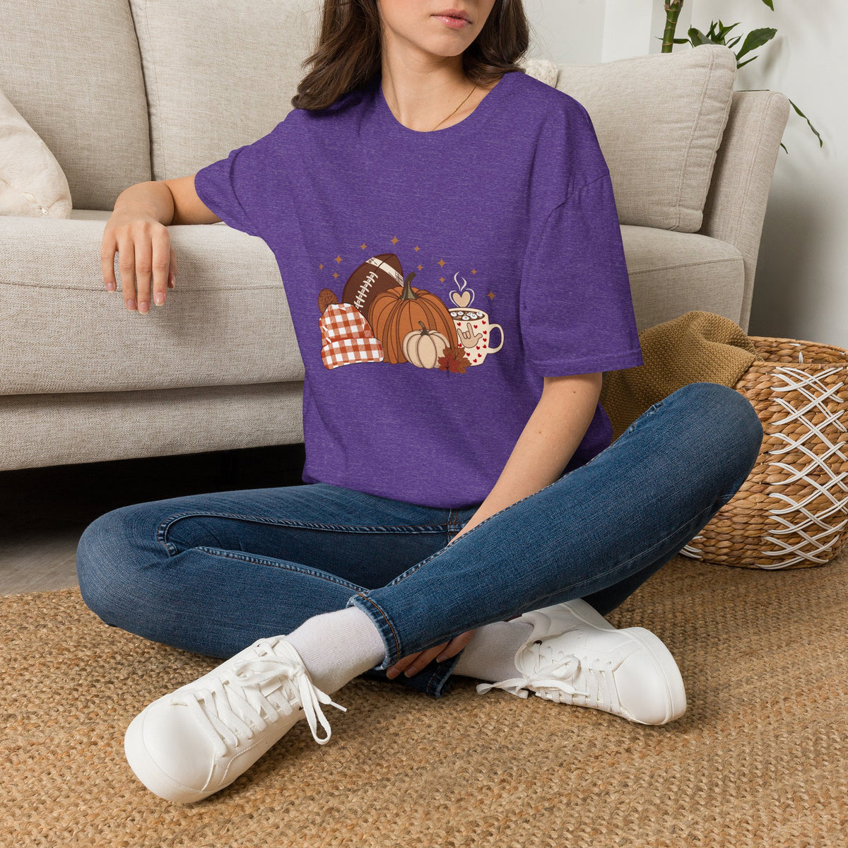 Autumn Football Pumpkins with I Love You American Sign Language, ASL - T-Shirt