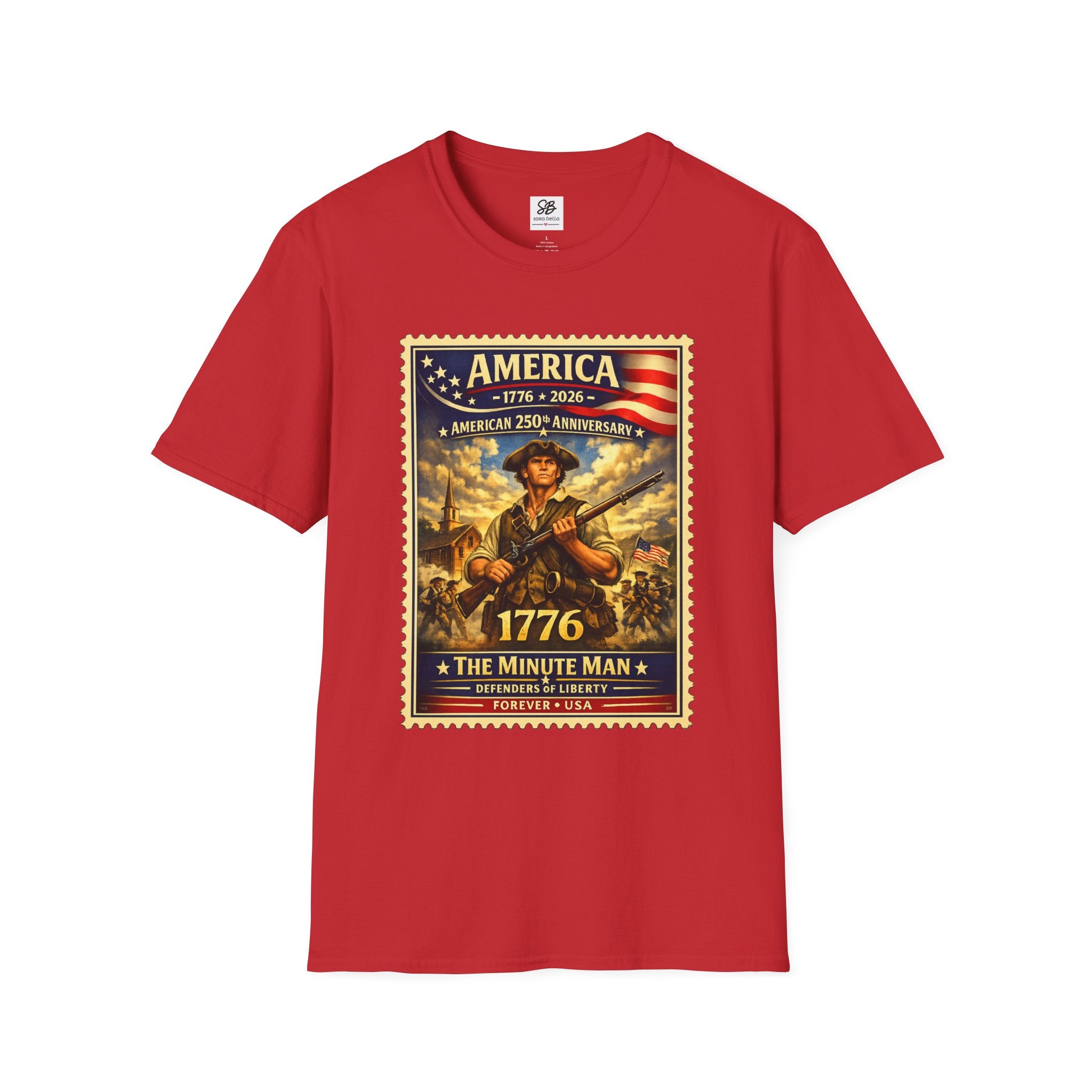 Patriotic Minute Man Vintage Stamp T-Shirt