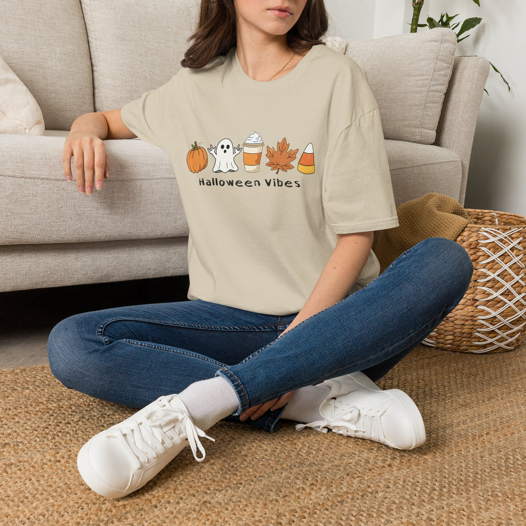 Halloween Vibes with Ghost saying "I love you" in ASL - T-Shirt