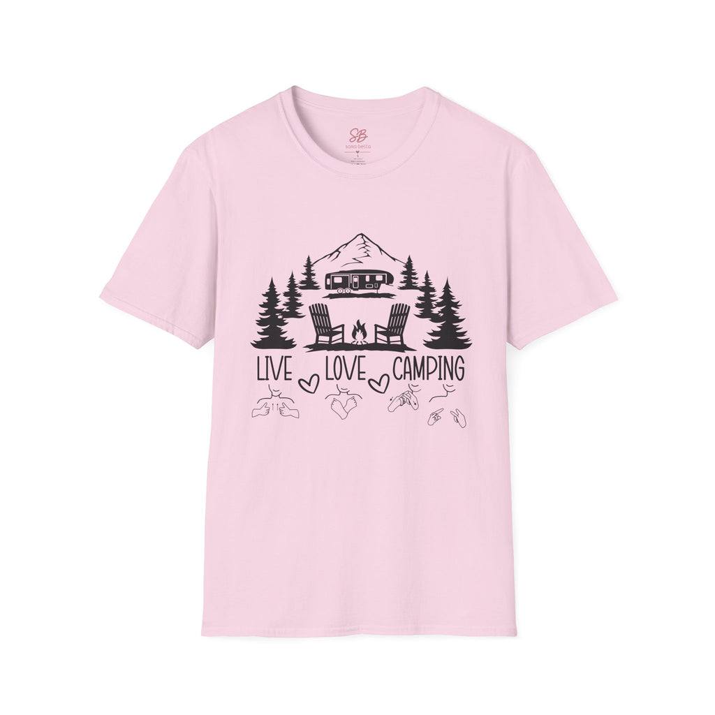 Live Love Camping in ASL (black ink) - T-Shirt