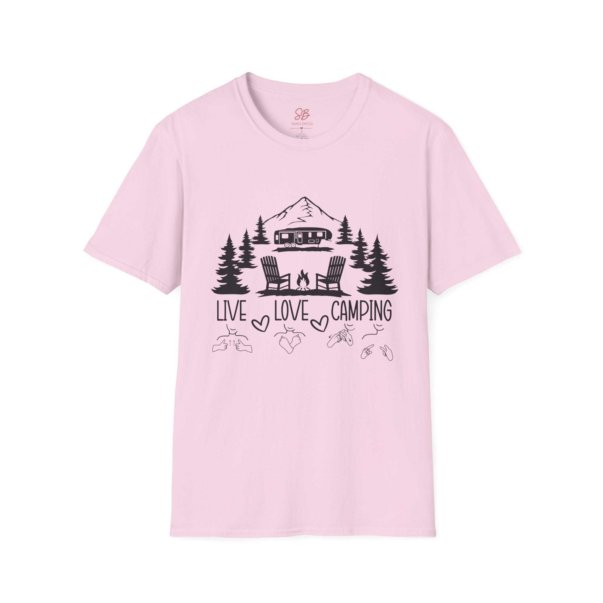 Live Love Camping in ASL (black ink) - T-Shirt