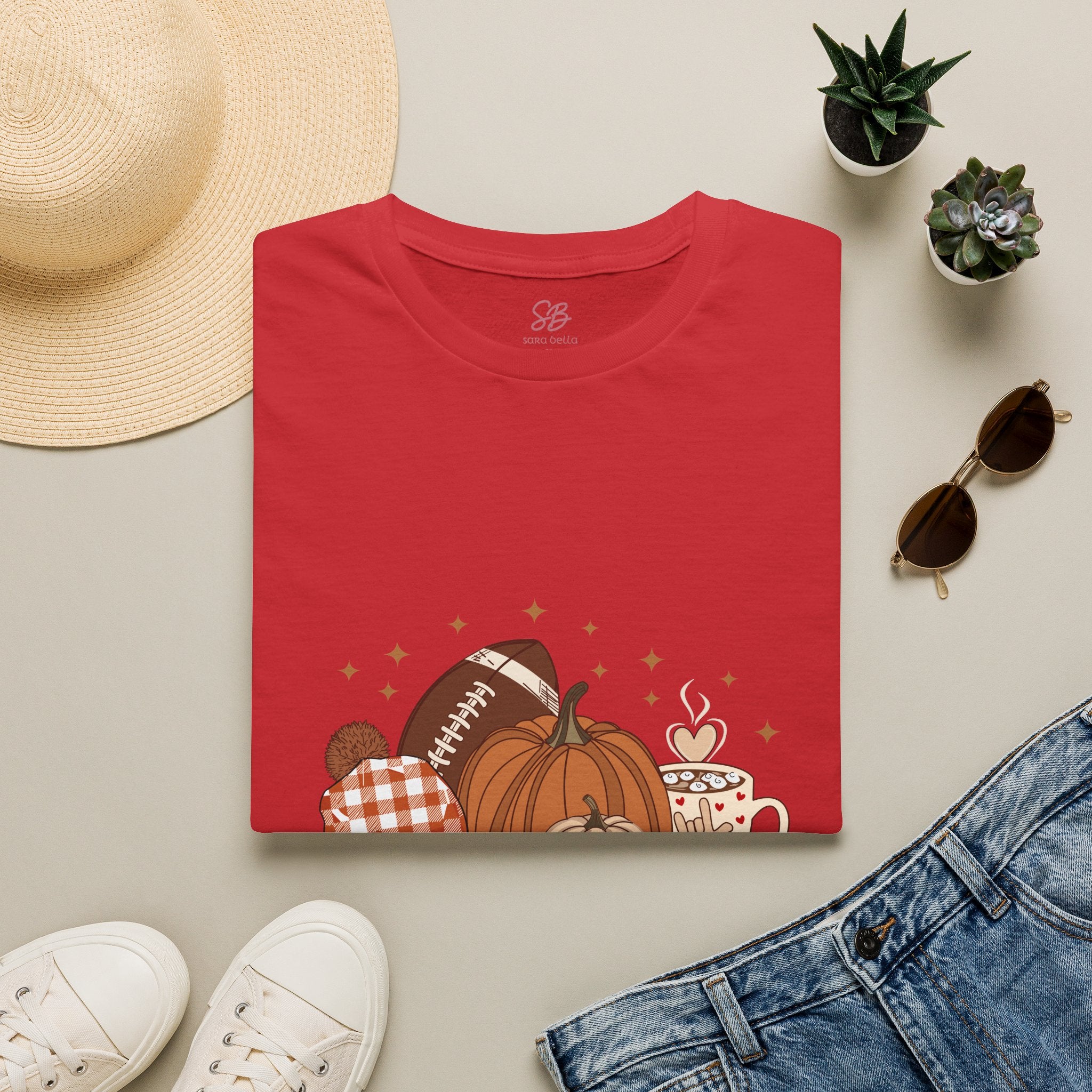 Autumn Football Pumpkins with I Love You American Sign Language, ASL - T-Shirt
