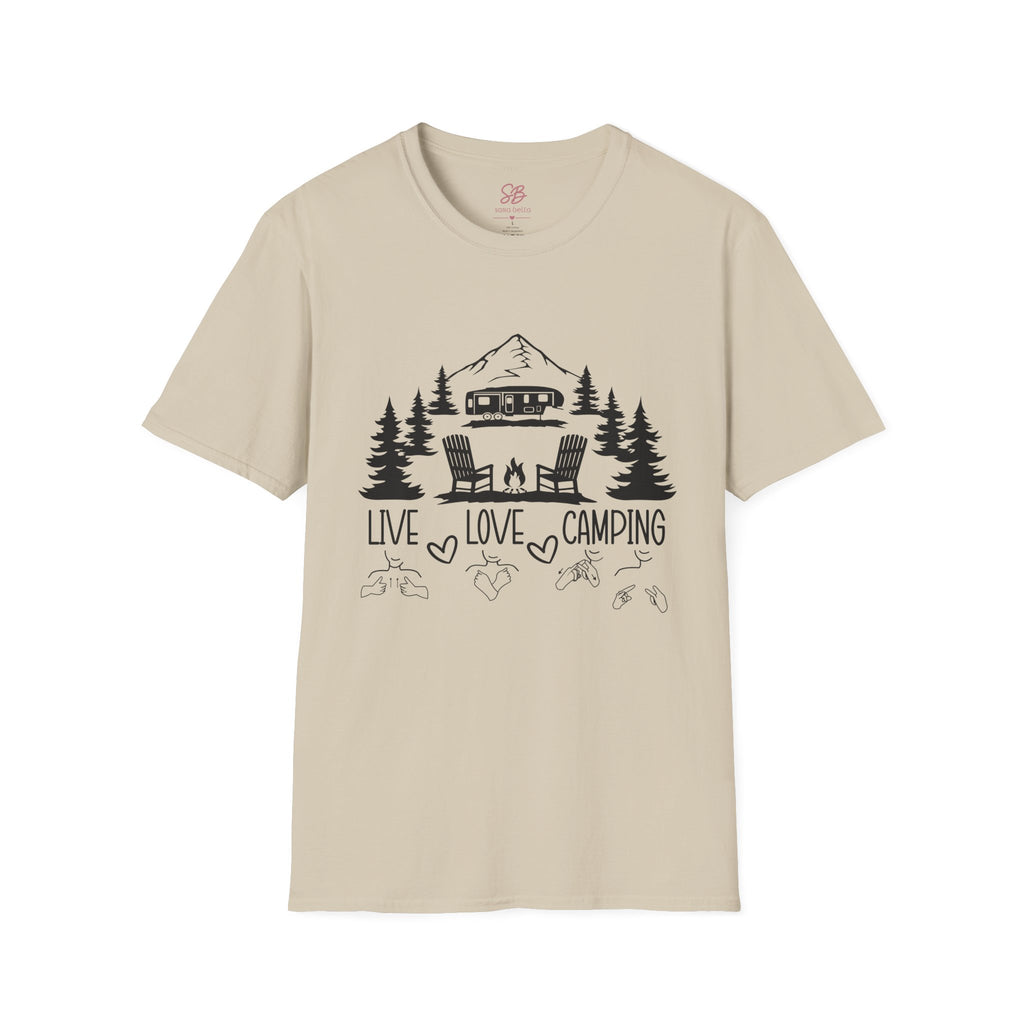Live Love Camping in ASL (black ink) - T-Shirt