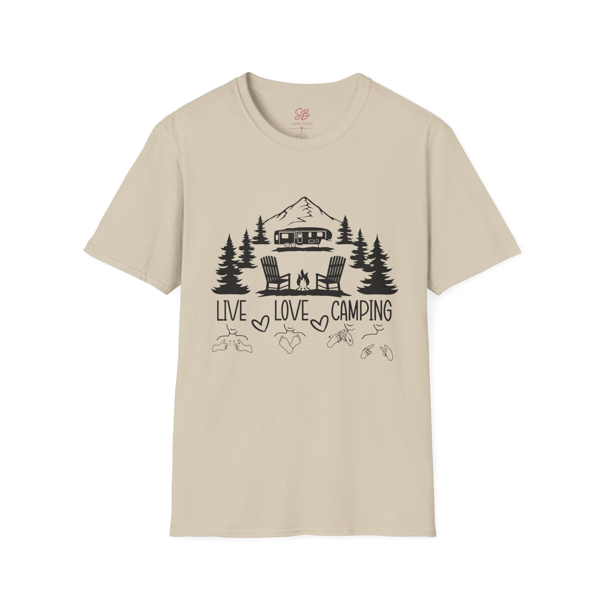 Live Love Camping in ASL (black ink) - T-Shirt