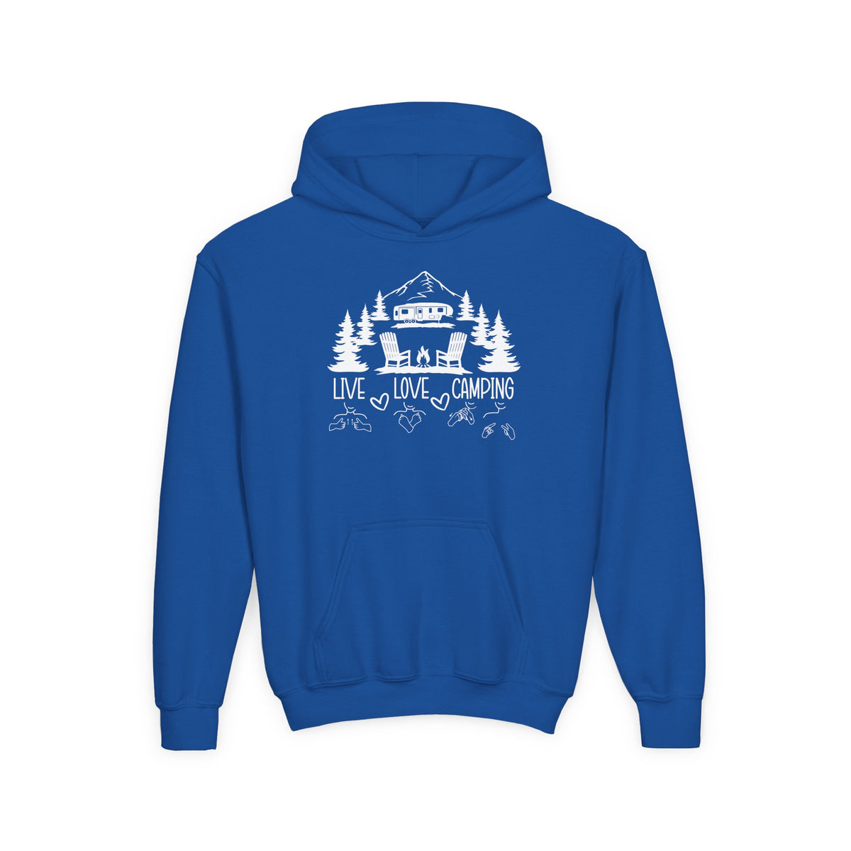 Live Love Camping in ASL (white ink) - Kid Hoodie