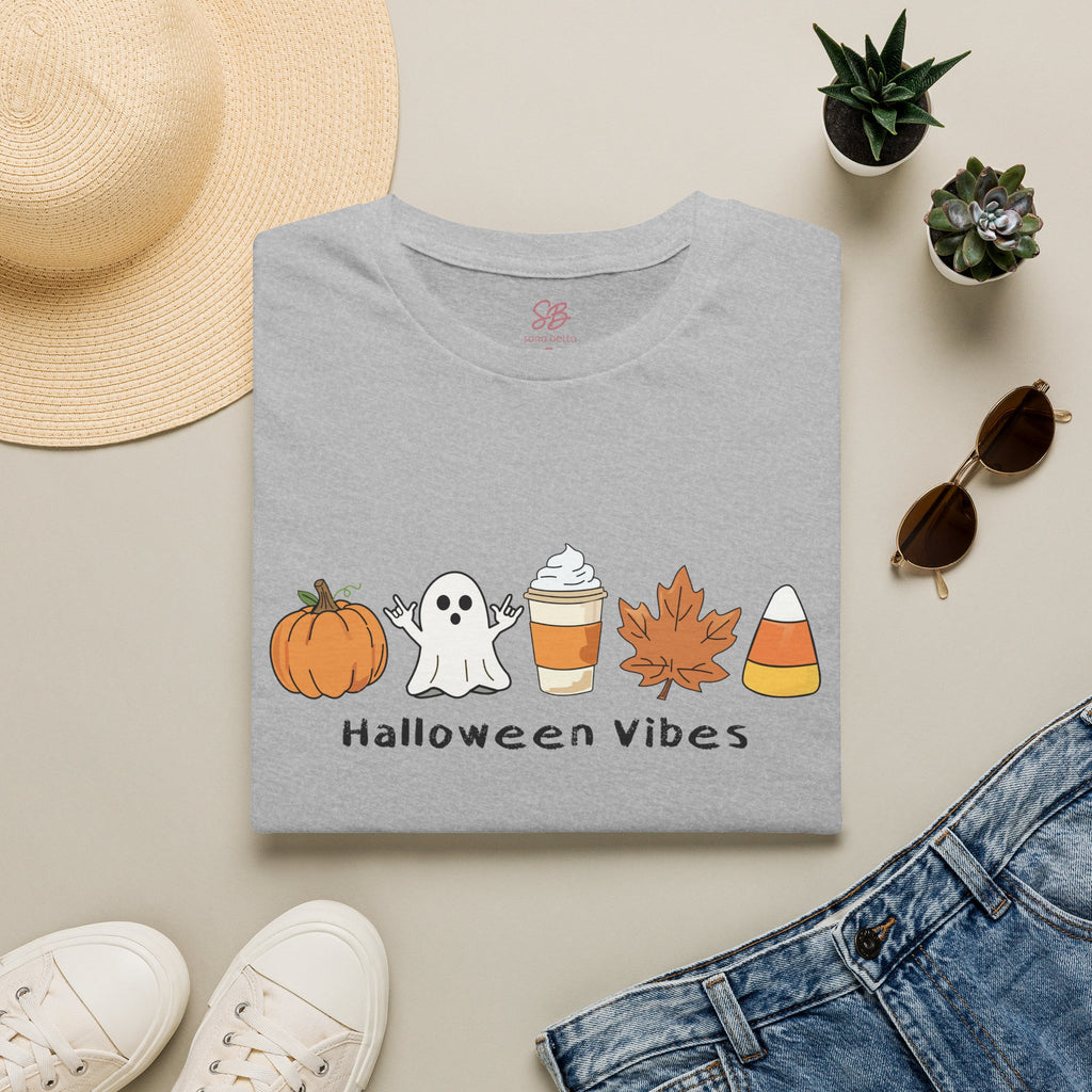 Halloween Vibes with Ghost saying "I love you" in ASL - T-Shirt