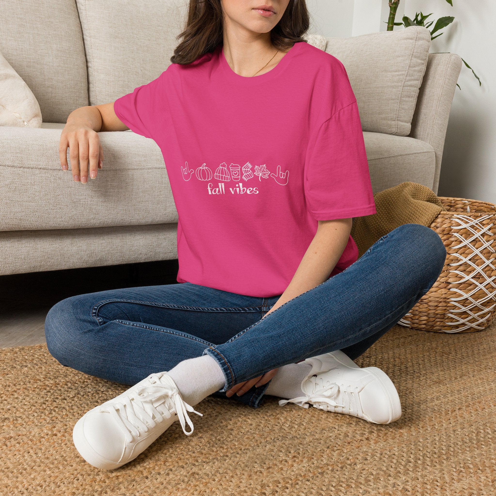 Fall Vibes with I Love you American Sign Language, ASL  - T-Shirt