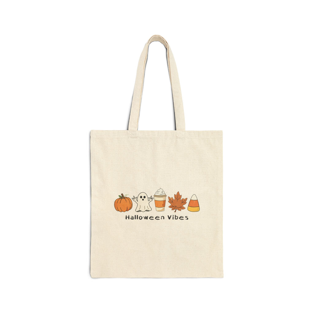 Halloween Vibes with Ghost saying "I Love You" in ASL -  Canvas Tote Bag