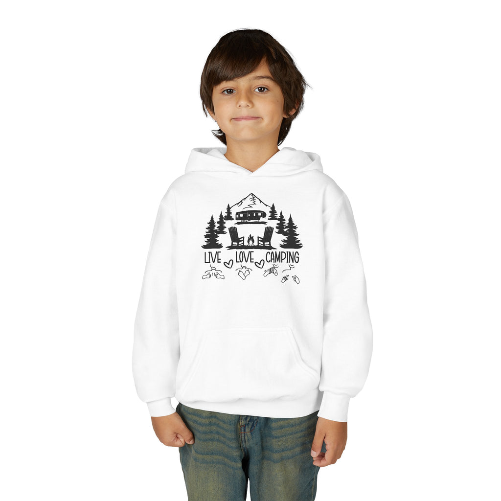 Live Love Camping in ASL (black ink) - Kid Hoodie