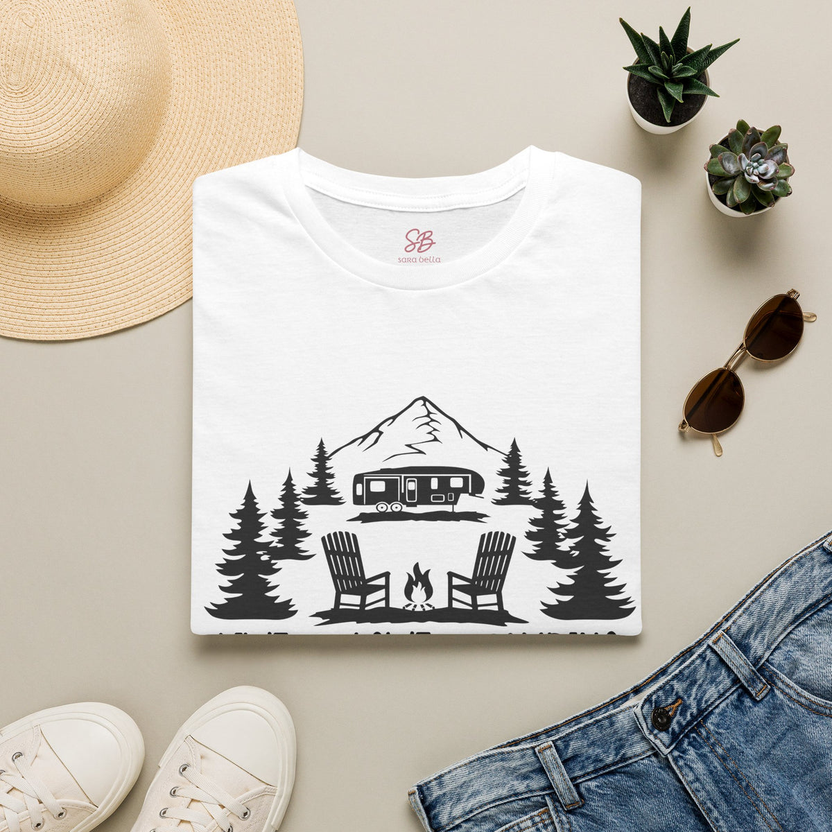 Live Love Camping in ASL (black ink) - T-Shirt