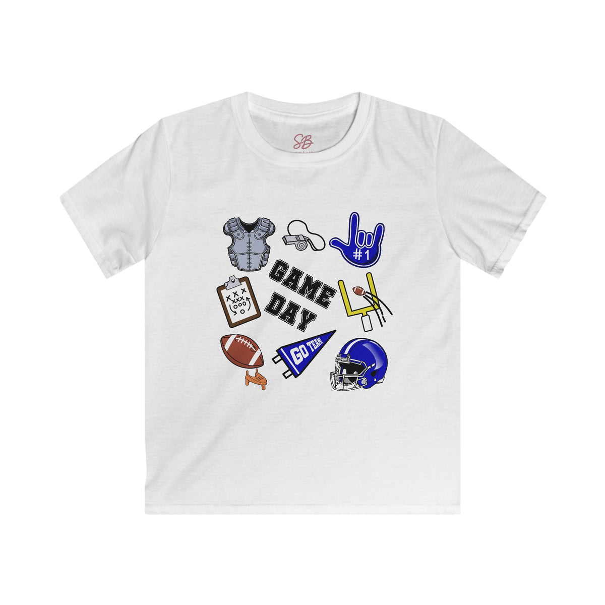 Kids Game Day Football with I Love You ASL, American Sign Language - Kid T-Shirt