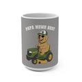 Papa Mows Best  of Lawn Tractor with  Golden Retriever 15oz Coffee Mug