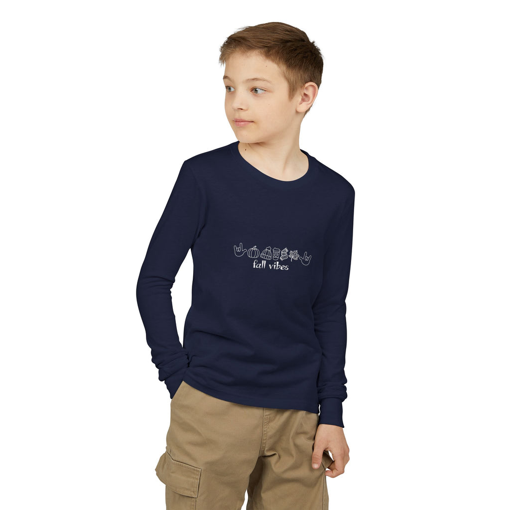 Fall Vibes with I Love You American Sign Language, ASL - Kids Long Sleeve Shirt