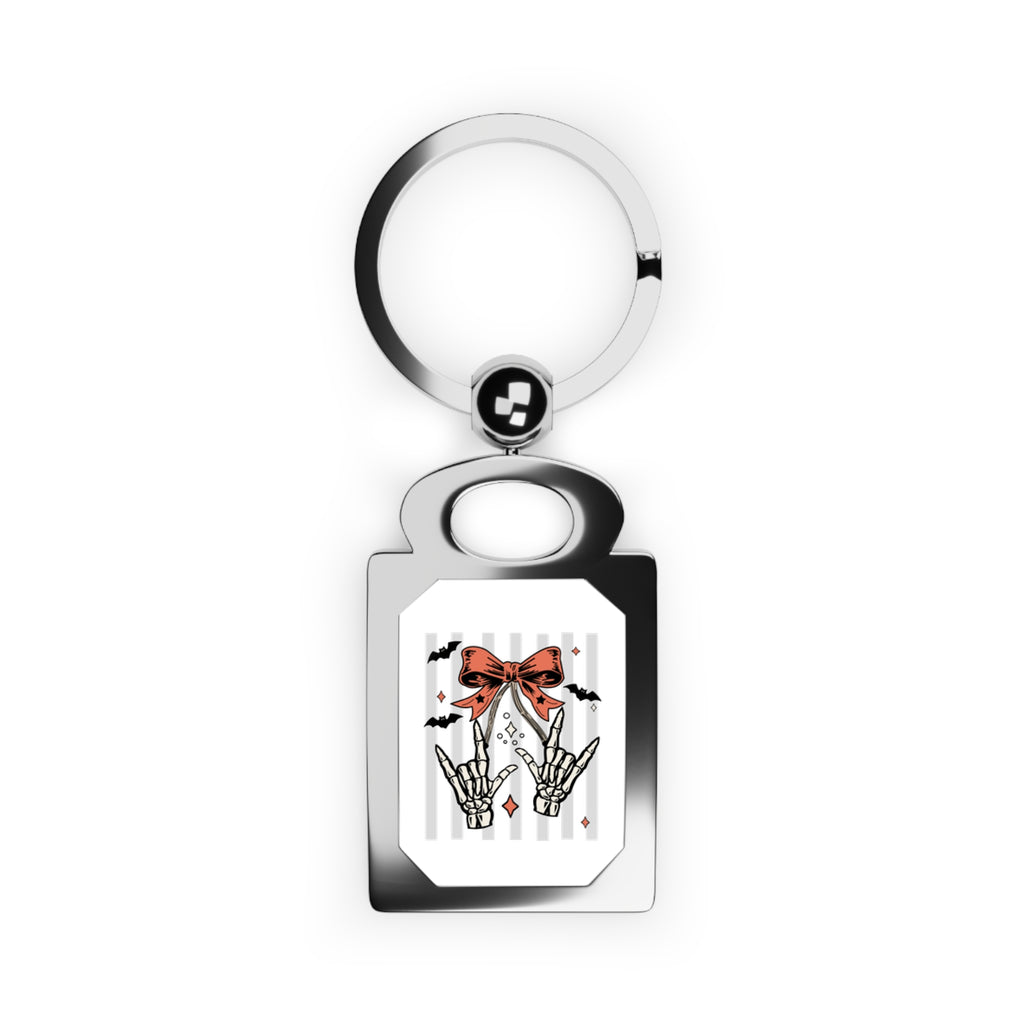 Spooky Skeleton Hands " I lLove You" ASL - Rectangle Photo Keychain