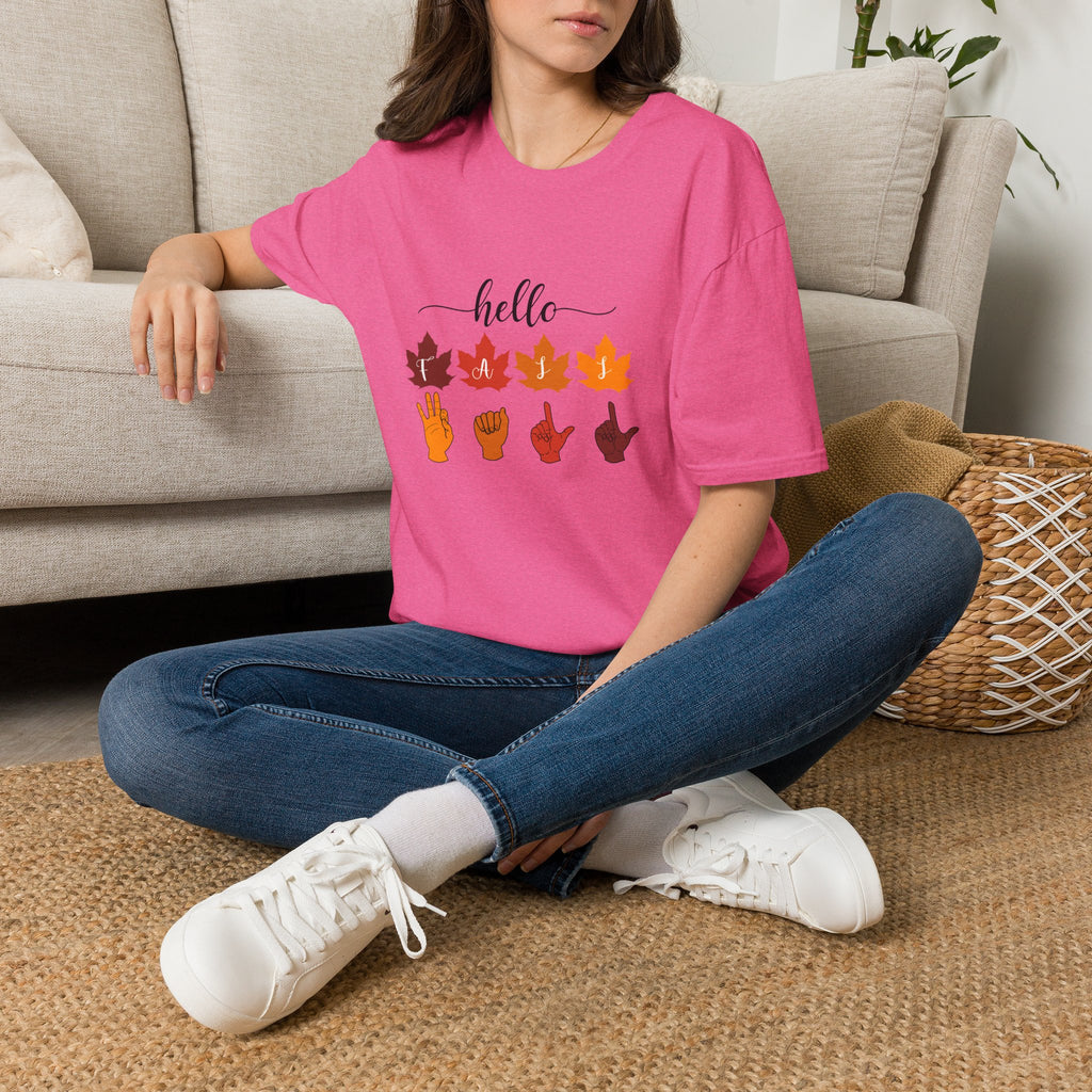 Hello Fall Fingerspelling American Sign Language, ASL -  T-Shirt