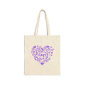 Aunt Heart Floral with purple design - Cotton Canvas Tote Bag