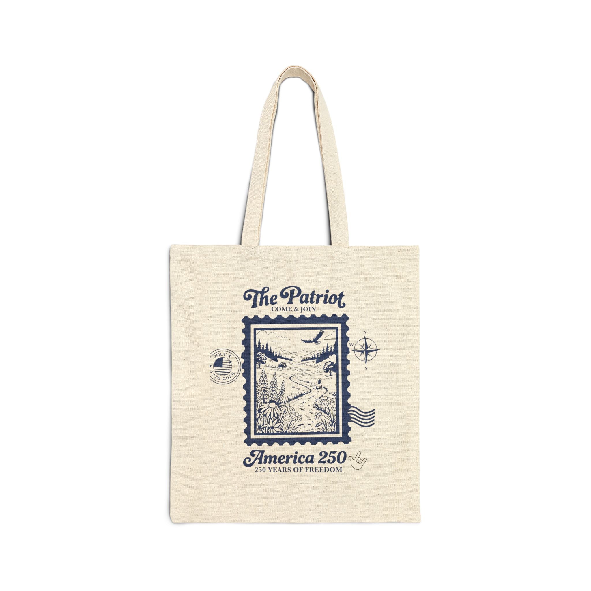 The Patriot America 250th Vintage Stamp Patriotic  Canvas Tote Bag